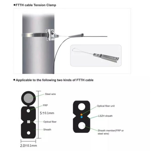 Metal fiber optic drop cable clamp for FTTH 2-6mm - Image 4