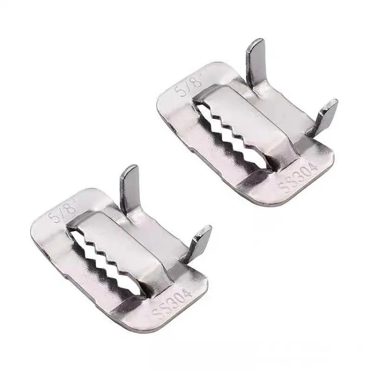 SCREW LOCK BUCKLE CLAMP, W/ SCREW SET, 2550 ° F, FOR 1/2 IN BANDING, 301  STAINLESS STEEL, PKG 25